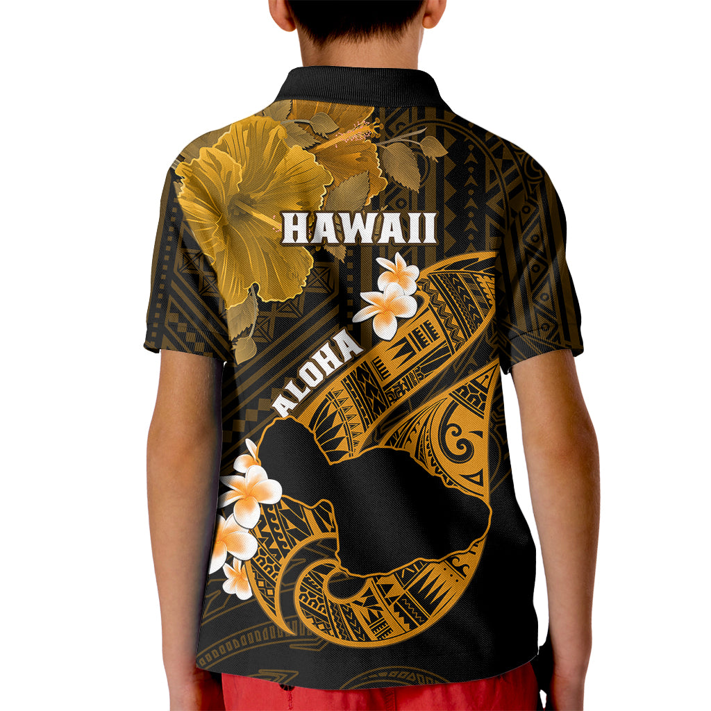 Hawaii Maui Kid Polo Shirt Polynesian Fish Hook Hibiscus Gold Version LT05 - Polynesian Pride