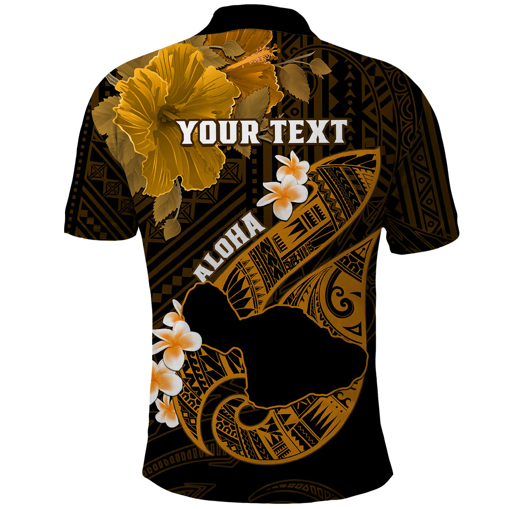 Personalized Hawaii Maui Polo Shirt Polynesian Fish Hook Hibiscus Gold Version LT05 - Polynesian Pride