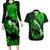 Hawaii Maui Couples Matching Long Sleeve Bodycon Dress and Hawaiian Shirt Polynesian Fish Hook Hibiscus Green Version LT05 Green - Polynesian Pride