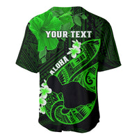 Personalized Hawaii Maui Baseball Jersey Polynesian Fish Hook Hibiscus Green Version LT05 - Polynesian Pride