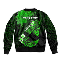 Personalized Hawaii Maui Bomber Jacket Polynesian Fish Hook Hibiscus Green Version LT05 - Polynesian Pride