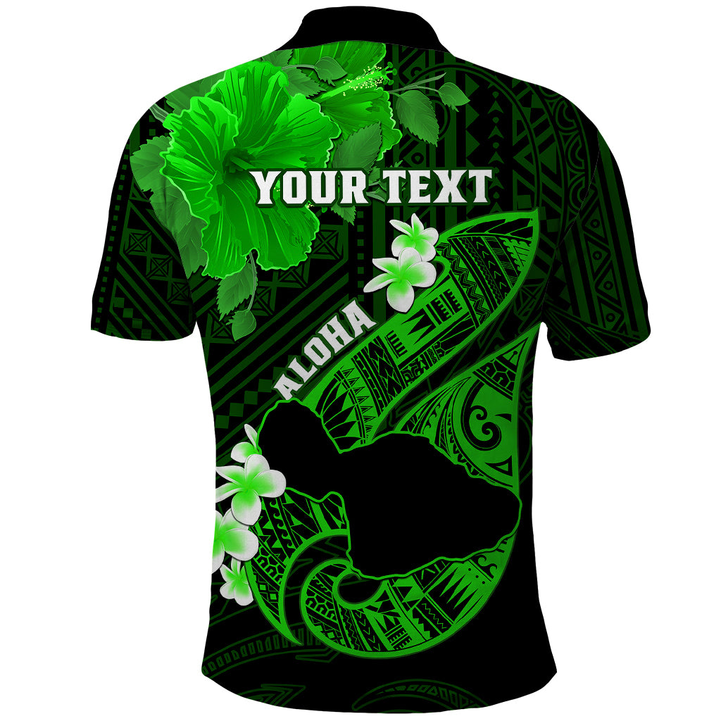 Personalized Hawaii Maui Polo Shirt Polynesian Fish Hook Hibiscus Green Version LT05 - Polynesian Pride