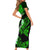 Personalized Hawaii Maui Short Sleeve Bodycon Dress Polynesian Fish Hook Hibiscus Green Version LT05 - Polynesian Pride