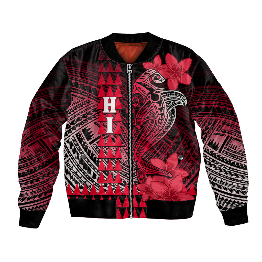 Personalized Hawaii Bomber Jacket Hammerhead Shark Kakau Polynesian Tribal Red LT05 Unisex Red - Polynesian Pride