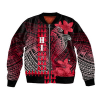 Personalized Hawaii Bomber Jacket Hammerhead Shark Kakau Polynesian Tribal Red LT05 Unisex Red - Polynesian Pride
