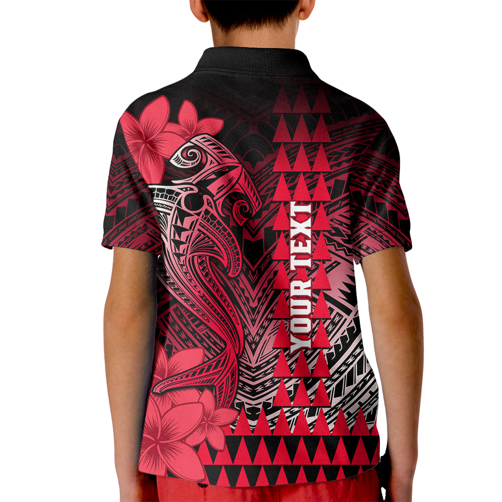 Personalized Hawaii Kid Polo Shirt Hammerhead Shark Kakau Polynesian Tribal Red LT05 - Polynesian Pride