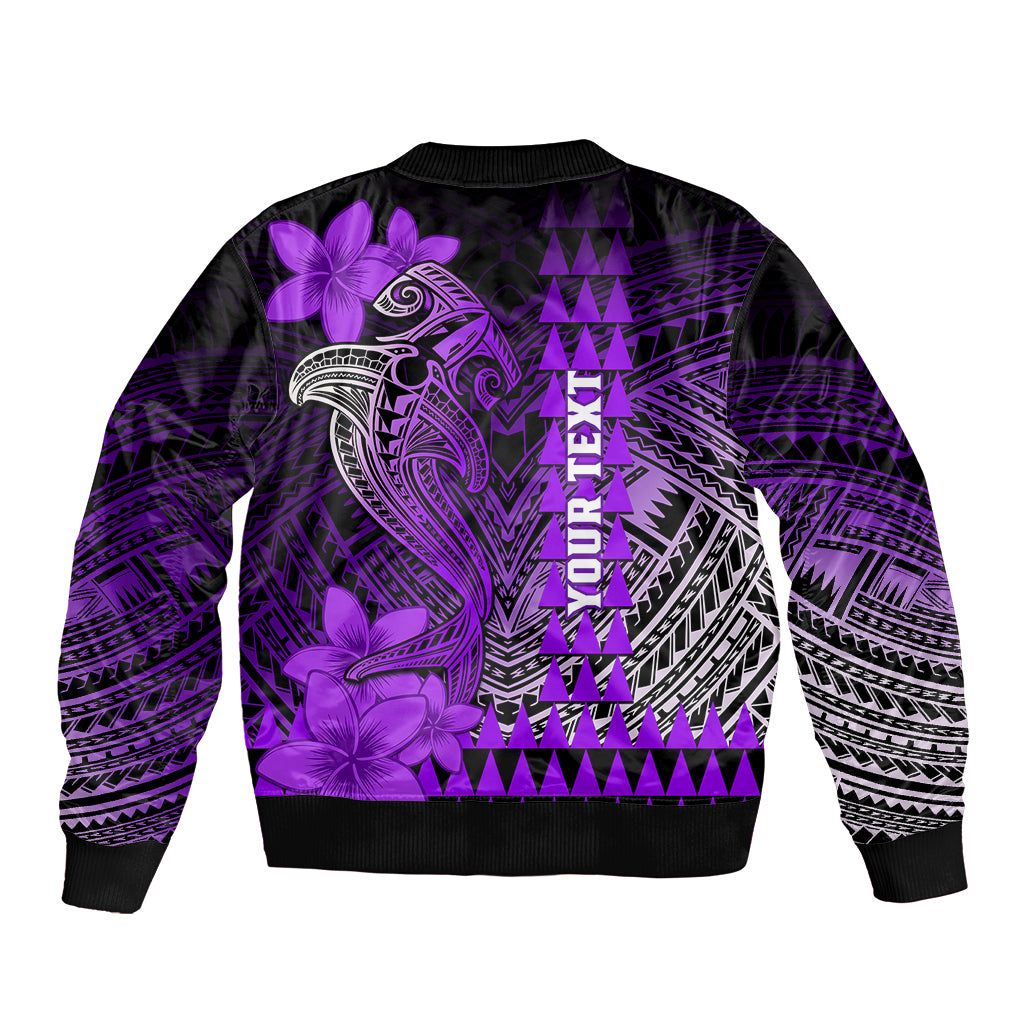 Personalized Hawaii Bomber Jacket Hammerhead Shark Kakau Polynesian Tribal Purple LT05 - Polynesian Pride