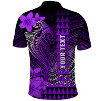 Personalized Hawaii Polo Shirt Hammerhead Shark Kakau Polynesian Tribal Purple LT05 - Polynesian Pride