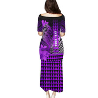 Personalized Hawaii Puletasi Hammerhead Shark Kakau Polynesian Tribal Purple LT05 - Polynesian Pride