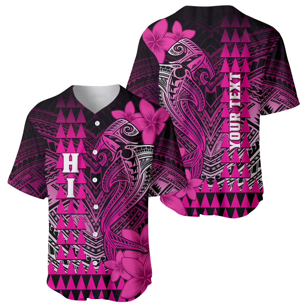 Personalized Hawaii Baseball Jersey Hammerhead Shark Kakau Polynesian Tribal Pink LT05 - Polynesian Pride