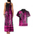 Personalized Hawaii Couples Matching Tank Maxi Dress and Hawaiian Shirt Hammerhead Shark Kakau Polynesian Tribal Pink LT05 - Polynesian Pride