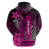 Personalized Hawaii Hoodie Hammerhead Shark Kakau Polynesian Tribal Pink LT05 - Polynesian Pride