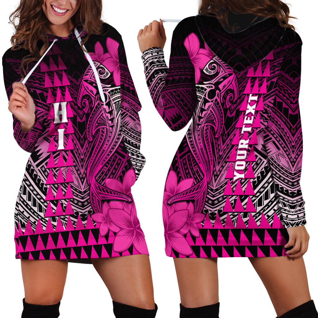 Personalized Hawaii Hoodie Dress Hammerhead Shark Kakau Polynesian Tribal Pink LT05 - Polynesian Pride