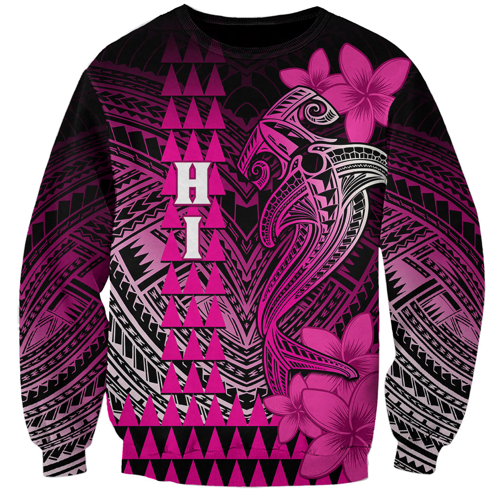 Personalized Hawaii Sweatshirt Hammerhead Shark Kakau Polynesian Tribal Pink LT05 Unisex Pink - Polynesian Pride