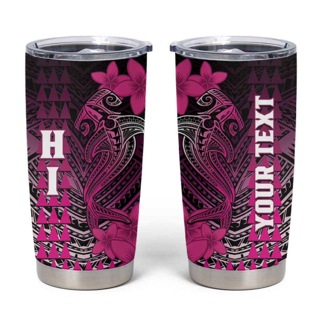 Personalized Hawaii Tumbler Cup Hammerhead Shark Kakau Polynesian Tribal Pink