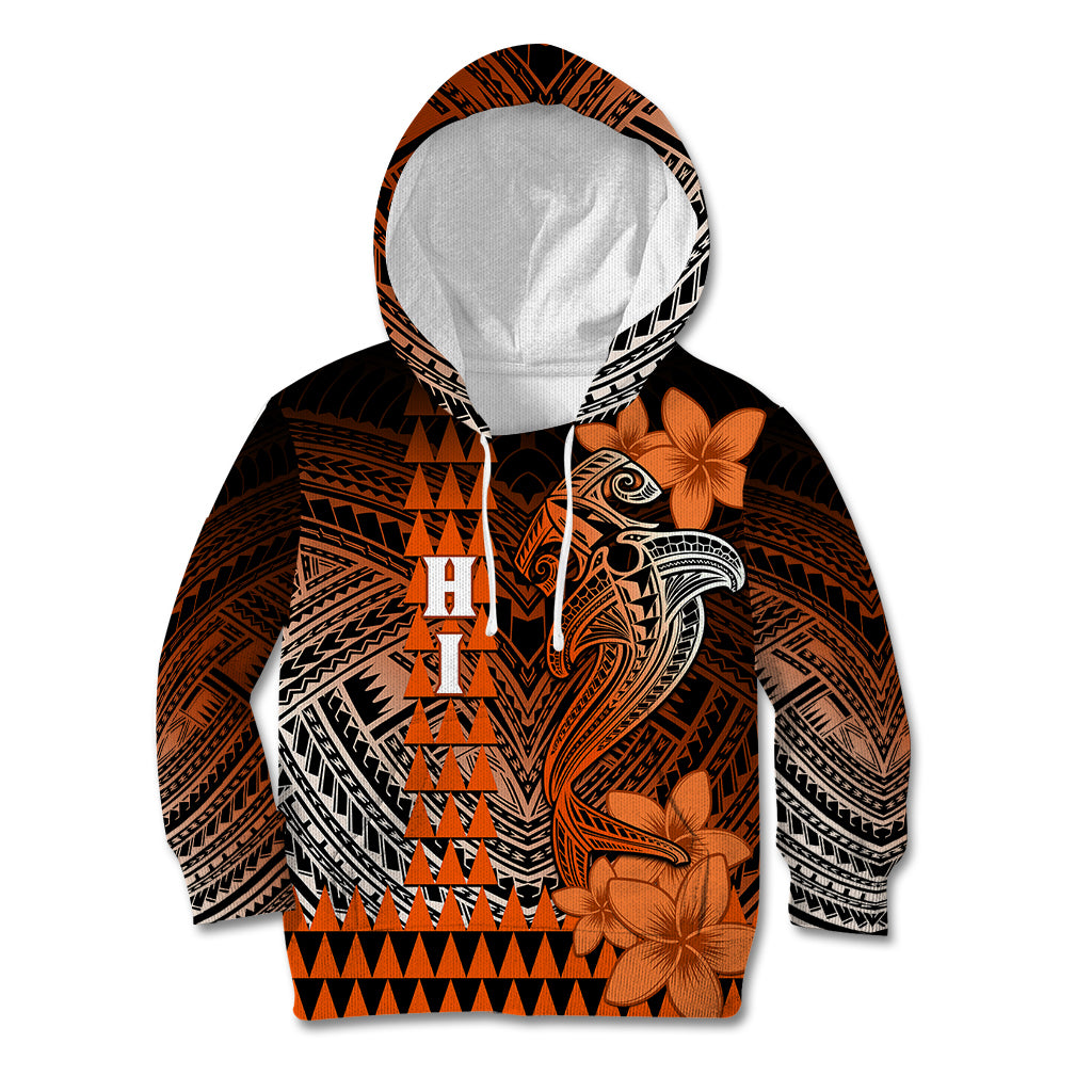 Personalized Hawaii Kid Hoodie Hammerhead Shark Kakau Polynesian Tribal Orange LT05 Hoodie Orange - Polynesian Pride