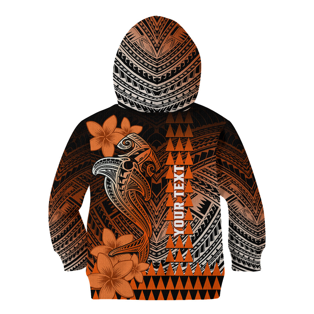 Personalized Hawaii Kid Hoodie Hammerhead Shark Kakau Polynesian Tribal Orange LT05 - Polynesian Pride