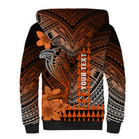 Personalized Hawaii Sherpa Hoodie Hammerhead Shark Kakau Polynesian Tribal Orange LT05 - Polynesian Pride