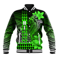 Personalized Hawaii Baseball Jacket Hammerhead Shark Kakau Polynesian Tribal Green LT05 Unisex Green - Polynesian Pride
