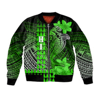 Personalized Hawaii Bomber Jacket Hammerhead Shark Kakau Polynesian Tribal Green LT05 Unisex Green - Polynesian Pride
