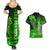 Personalized Hawaii Couples Matching Summer Maxi Dress and Hawaiian Shirt Hammerhead Shark Kakau Polynesian Tribal Green LT05 - Polynesian Pride