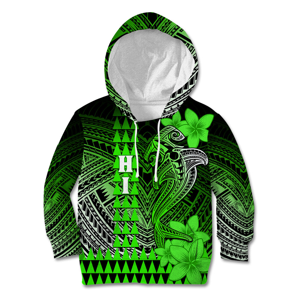 Personalized Hawaii Kid Hoodie Hammerhead Shark Kakau Polynesian Tribal Green LT05 Hoodie Green - Polynesian Pride