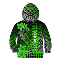 Personalized Hawaii Kid Hoodie Hammerhead Shark Kakau Polynesian Tribal Green LT05 - Polynesian Pride