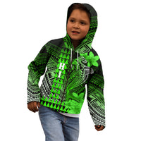 Personalized Hawaii Kid Hoodie Hammerhead Shark Kakau Polynesian Tribal Green LT05 - Polynesian Pride