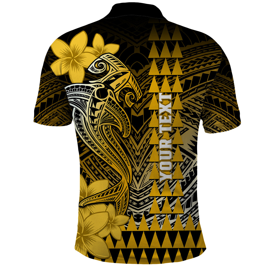 Personalized Hawaii Polo Shirt Hammerhead Shark Kakau Polynesian Tribal Gold LT05 - Polynesian Pride