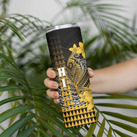 Personalized Hawaii Skinny Tumbler Hammerhead Shark Kakau Polynesian Tribal Gold
