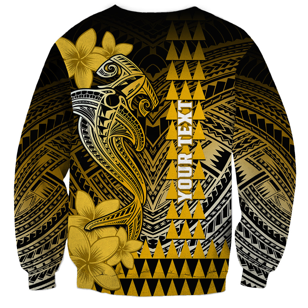 Personalized Hawaii Sweatshirt Hammerhead Shark Kakau Polynesian Tribal Gold LT05 - Polynesian Pride