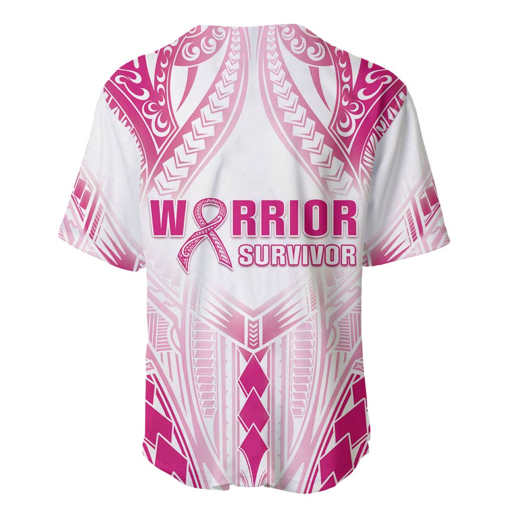Breast Cancer Pink Out Baseball Jersey Polynesian Art Tattoo White Version LT05 - Polynesian Pride