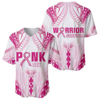 Breast Cancer Pink Out Baseball Jersey Polynesian Art Tattoo White Version LT05 - Polynesian Pride