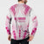 Breast Cancer Pink Out Button Sweatshirt Polynesian Art Tattoo White Version