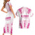 Breast Cancer Pink Out Couples Matching Short Sleeve Bodycon Dress and Hawaiian Shirt Polynesian Art Tattoo White Version