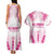 Breast Cancer Pink Out Couples Matching Tank Maxi Dress and Hawaiian Shirt Polynesian Art Tattoo White Version