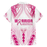 Breast Cancer Pink Out Family Matching Long Sleeve Bodycon Dress and Hawaiian Shirt Polynesian Art Tattoo White Version