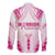 Breast Cancer Pink Out Family Matching Long Sleeve Bodycon Dress and Hawaiian Shirt Polynesian Art Tattoo White Version