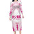 Breast Cancer Pink Out Family Matching Long Sleeve Bodycon Dress and Hawaiian Shirt Polynesian Art Tattoo White Version