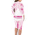 Breast Cancer Pink Out Family Matching Long Sleeve Bodycon Dress and Hawaiian Shirt Polynesian Art Tattoo White Version