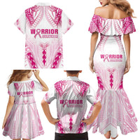 Breast Cancer Pink Out Family Matching Mermaid Dress and Hawaiian Shirt Polynesian Art Tattoo White Version LT05 - Polynesian Pride