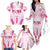 Breast Cancer Pink Out Family Matching Off The Shoulder Long Sleeve Dress and Hawaiian Shirt Polynesian Art Tattoo White Version