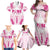 Breast Cancer Pink Out Family Matching Off Shoulder Maxi Dress and Hawaiian Shirt Polynesian Art Tattoo White Version