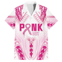 Breast Cancer Pink Out Family Matching Off Shoulder Short Dress and Hawaiian Shirt Polynesian Art Tattoo White Version LT05 Dad's Shirt - Short Sleeve White - Polynesian Pride