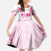 Breast Cancer Pink Out Family Matching Tank Maxi Dress and Hawaiian Shirt Polynesian Art Tattoo White Version LT05 Daughter's Dress White - Polynesian Pride