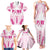 Breast Cancer Pink Out Family Matching Tank Maxi Dress and Hawaiian Shirt Polynesian Art Tattoo White Version