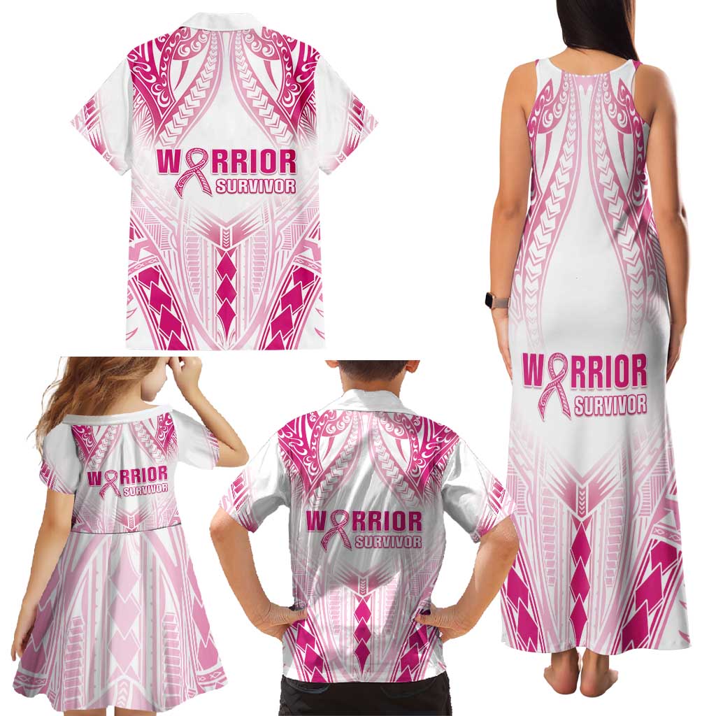 Breast Cancer Pink Out Family Matching Tank Maxi Dress and Hawaiian Shirt Polynesian Art Tattoo White Version LT05 - Polynesian Pride