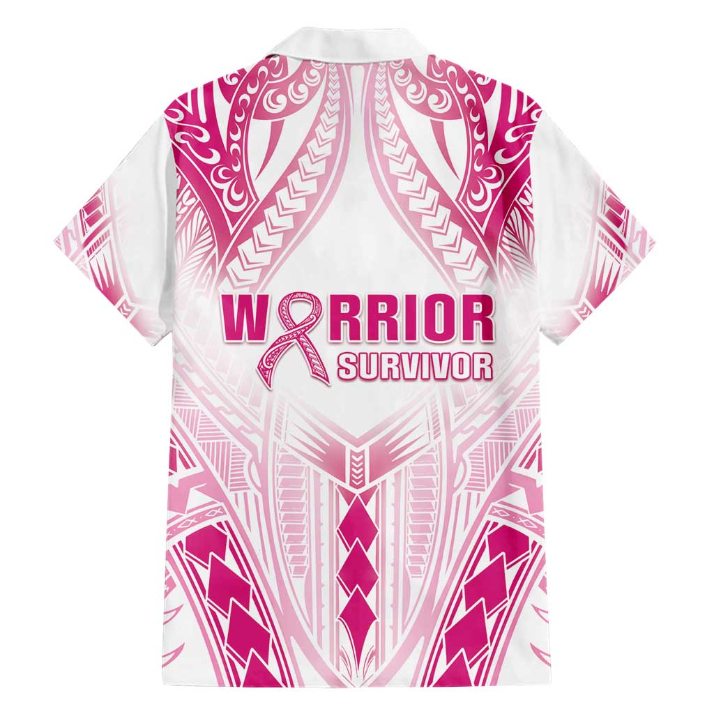 Breast Cancer Pink Out Hawaiian Shirt Polynesian Art Tattoo White Version