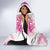 Breast Cancer Pink Out Hooded Blanket Polynesian Art Tattoo White Version