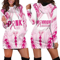 Breast Cancer Pink Out Hoodie Dress Polynesian Art Tattoo White Version